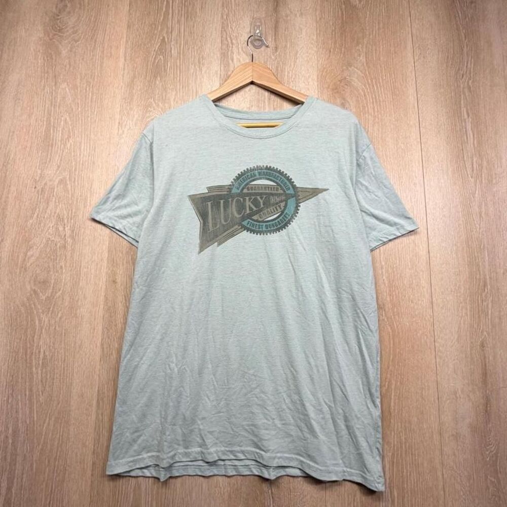 Lucky-brand Men's Green and Blue T-shirt